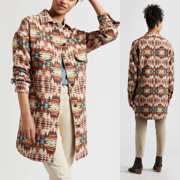 Pendleton Womens M Oversized Doublesoft Shirt Jacket Aztec Southwestern Boho - Picture 1 of 12